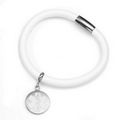 White Lamb Leather White Medical Silver Charm Bracelet